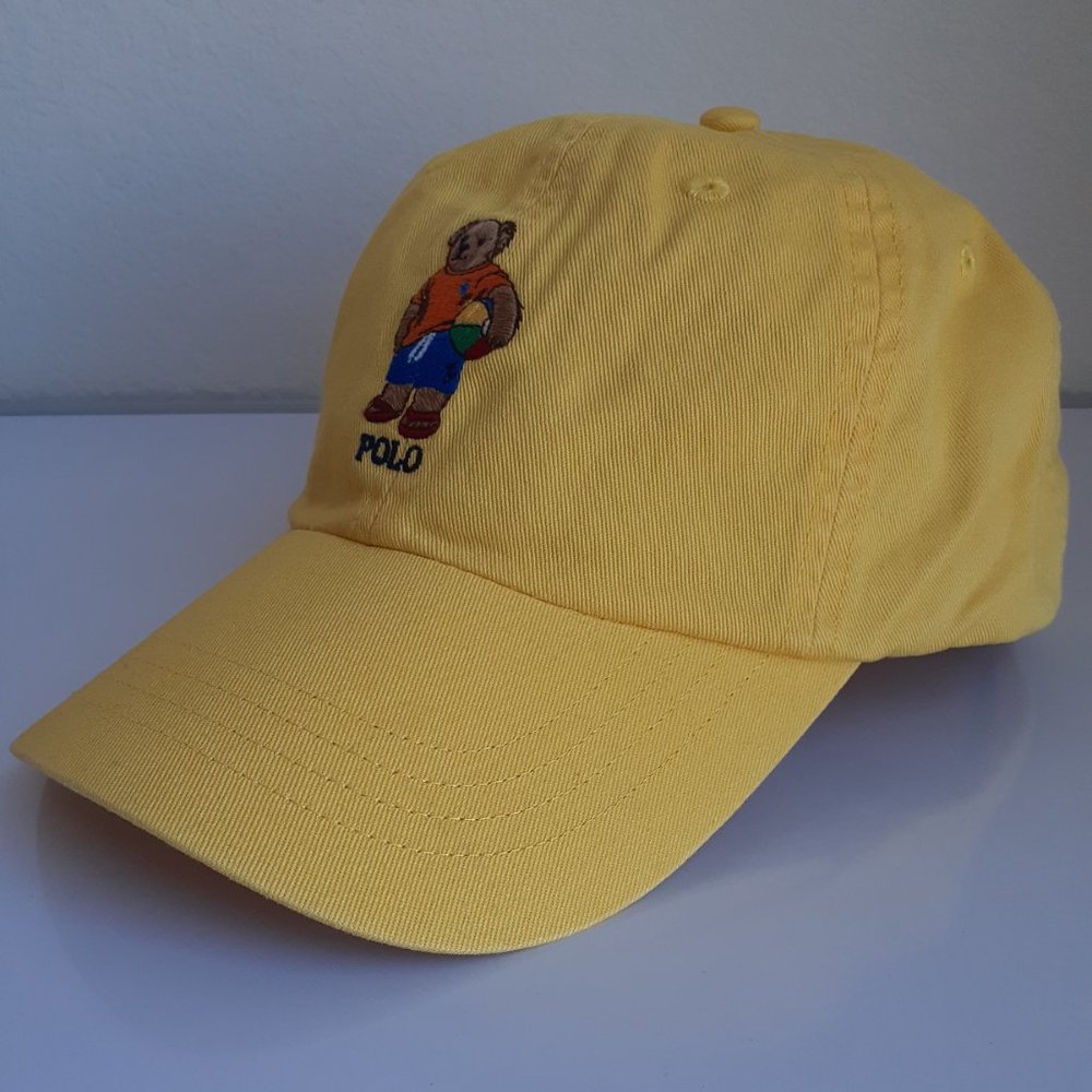 Polo Ralph Lauren Beach Bear Yellow Baseball Cap Hat Adjustable NEW With Tags - Picture 3 of 11